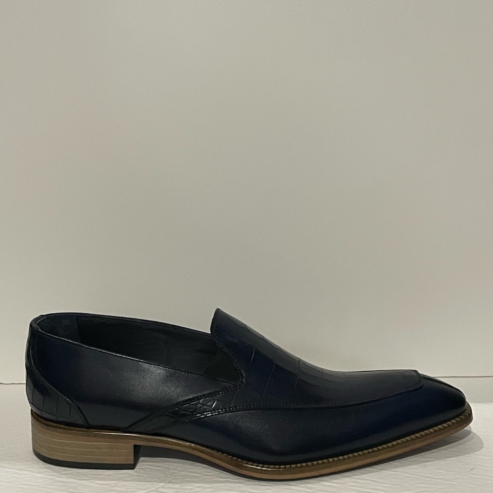 Duca shoes dressy Point Toe Atalian leather navy slip on - Picture 2 of 5